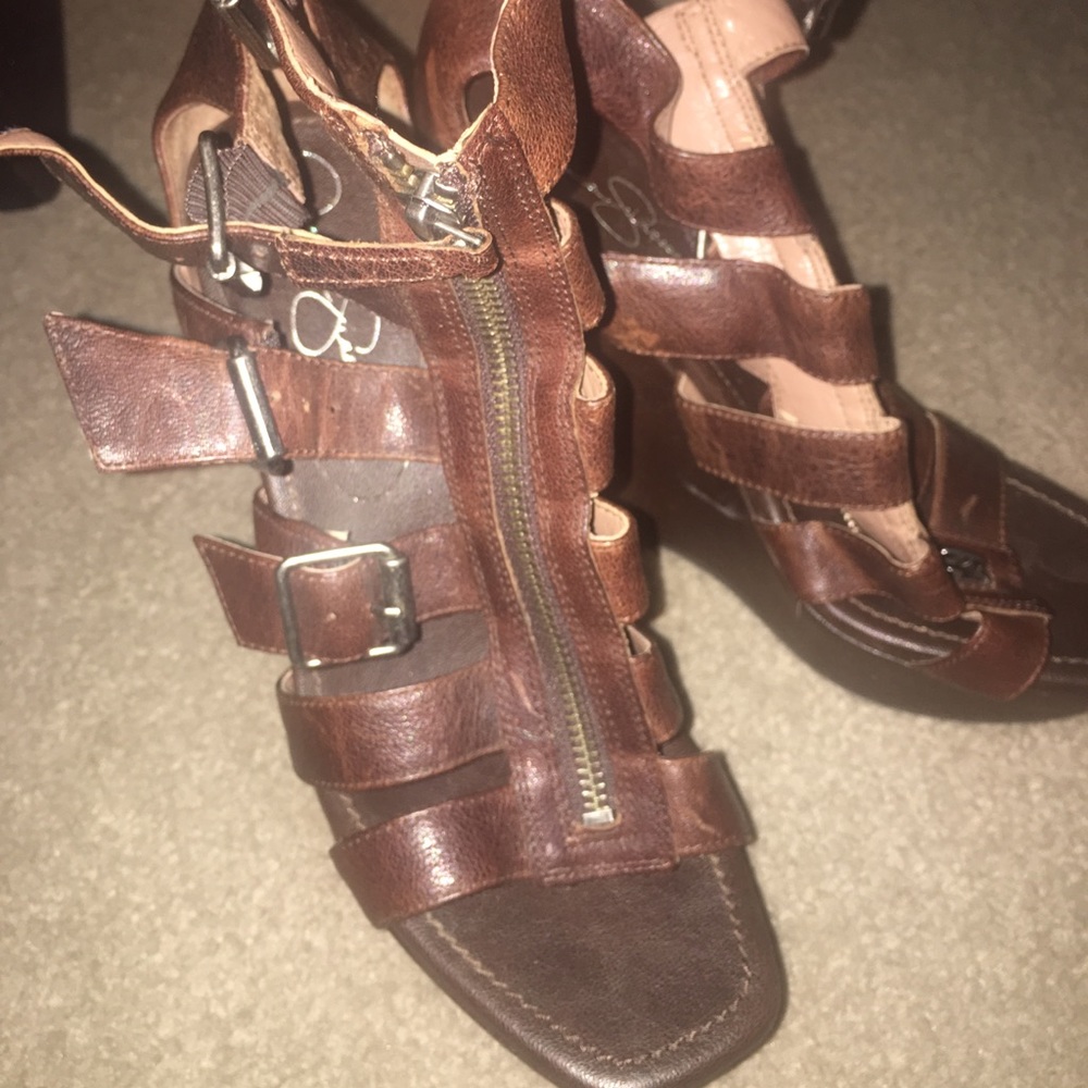 Brown Jessica Simpson wedge sandals